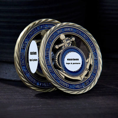 Đồng xu thách thức tùy chỉnh với in cắt đứt trong hợp kim kẽm để sử dụng kỷ niệm hai mặt