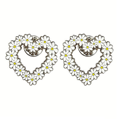 Giá tốt. Daisy Enamel Pins Heart Shape Brooch Lapel Pin For Backpack Jacket Thời trang quà bán buôn trực tuyến